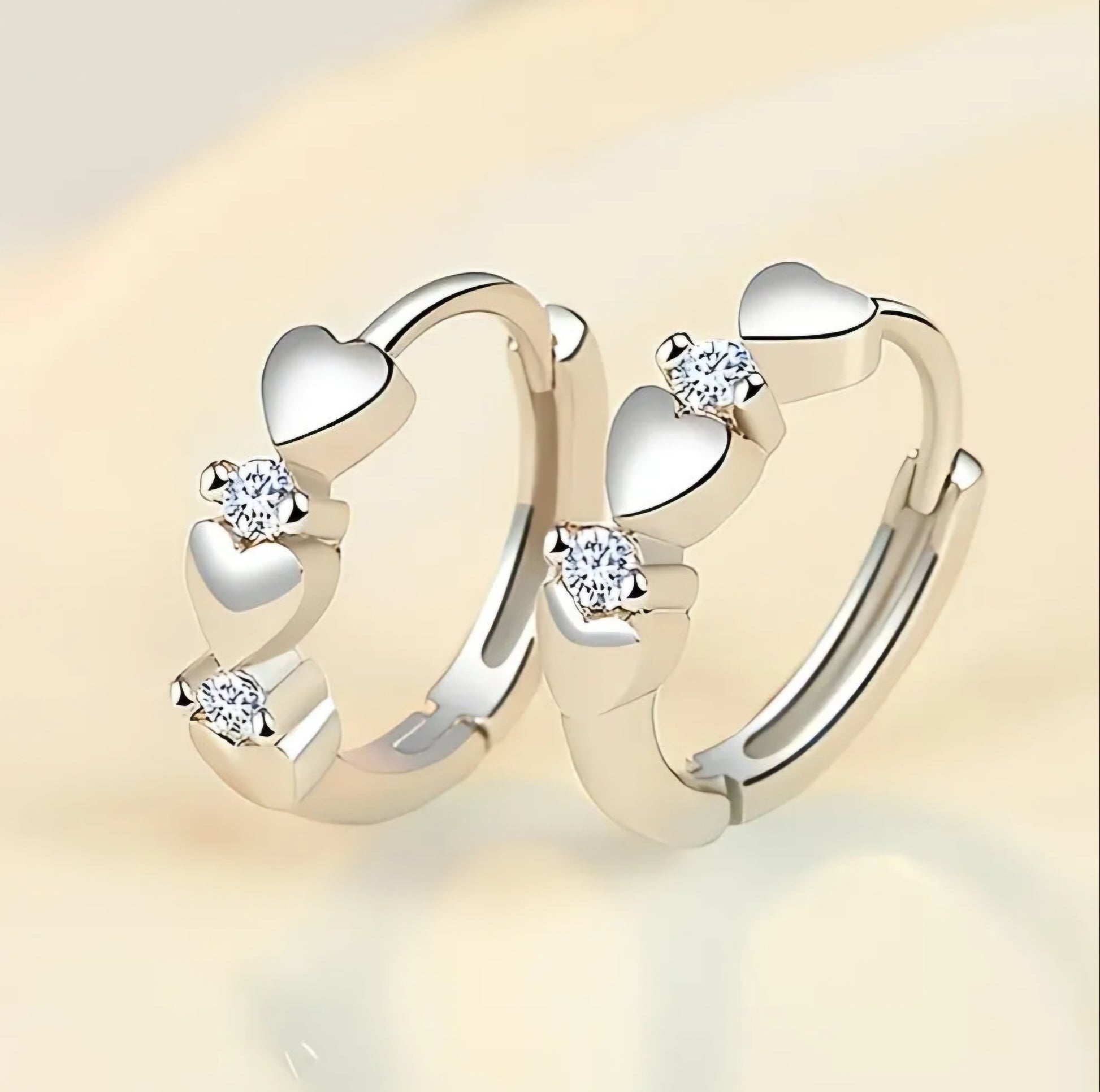 HEART SHAPED ZIRCONIA EARRINGS B+F 8