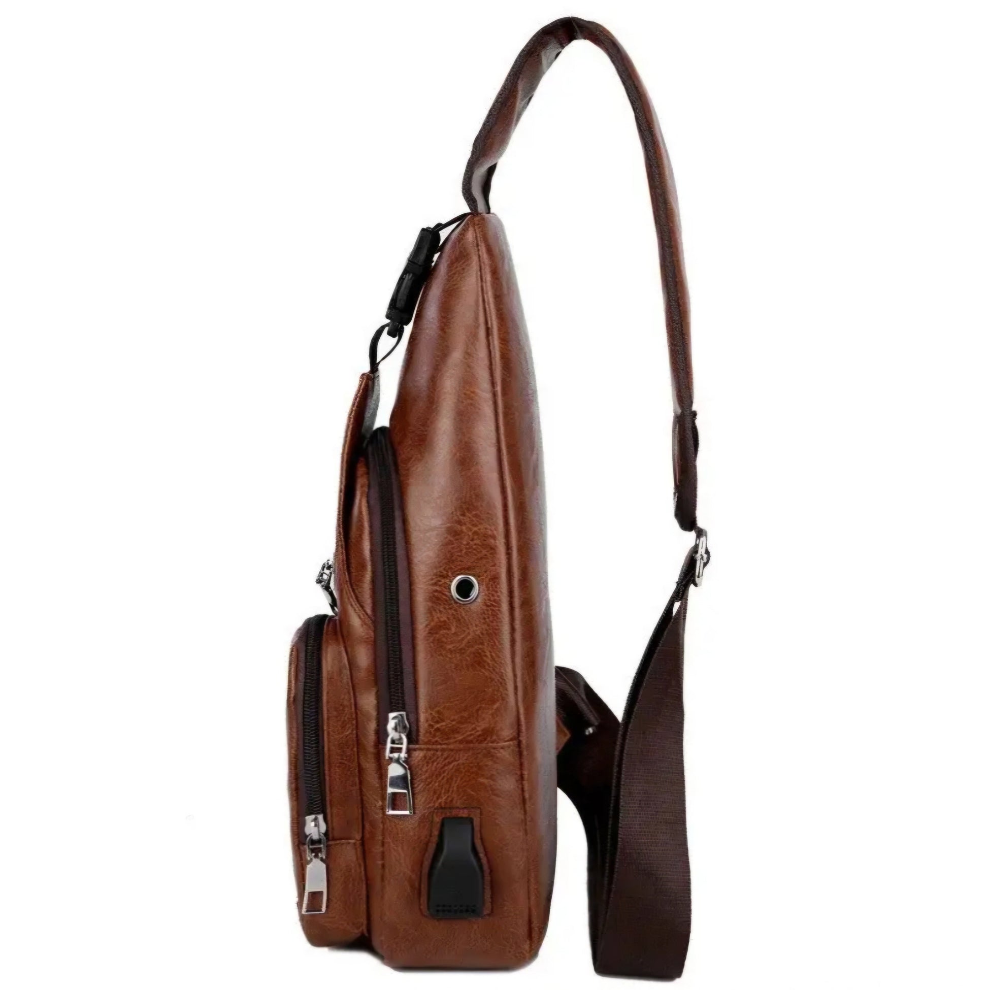 BROWN LUXURY LEATHER BAG BLING8UK
