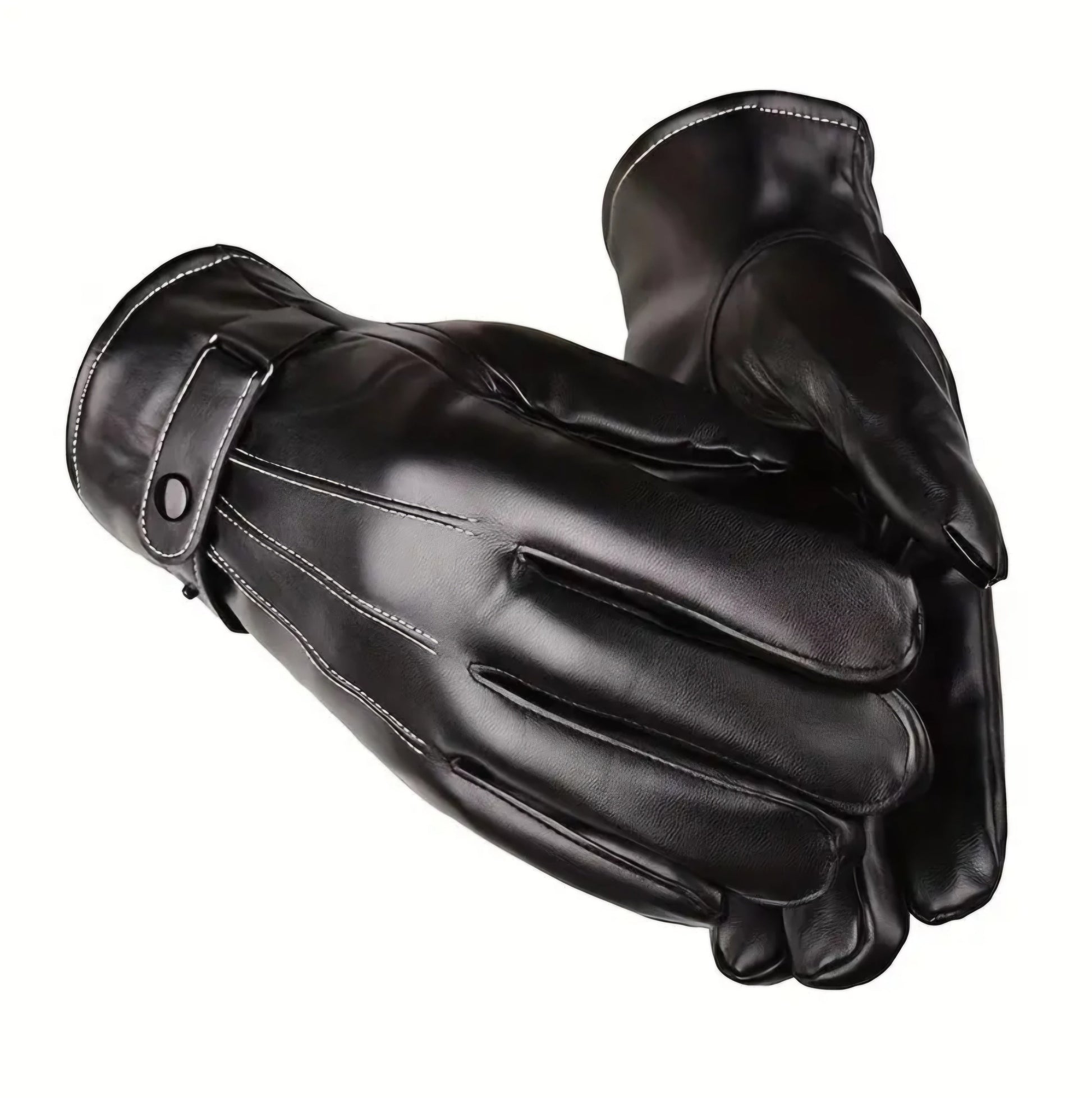 VELVET-LINED PU LEATHER GLOVES BLING8UK