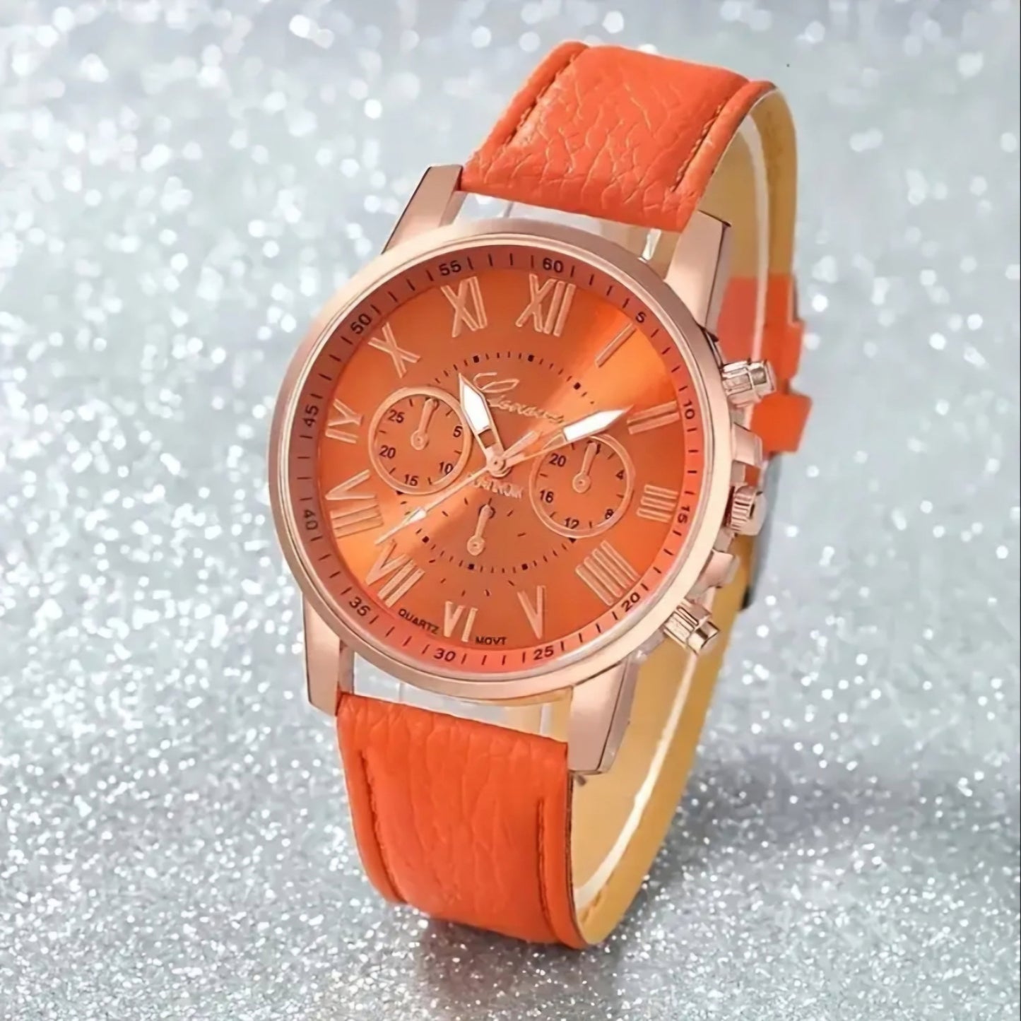 ORANGE & ROSE GOLD WATCH BLING8UK