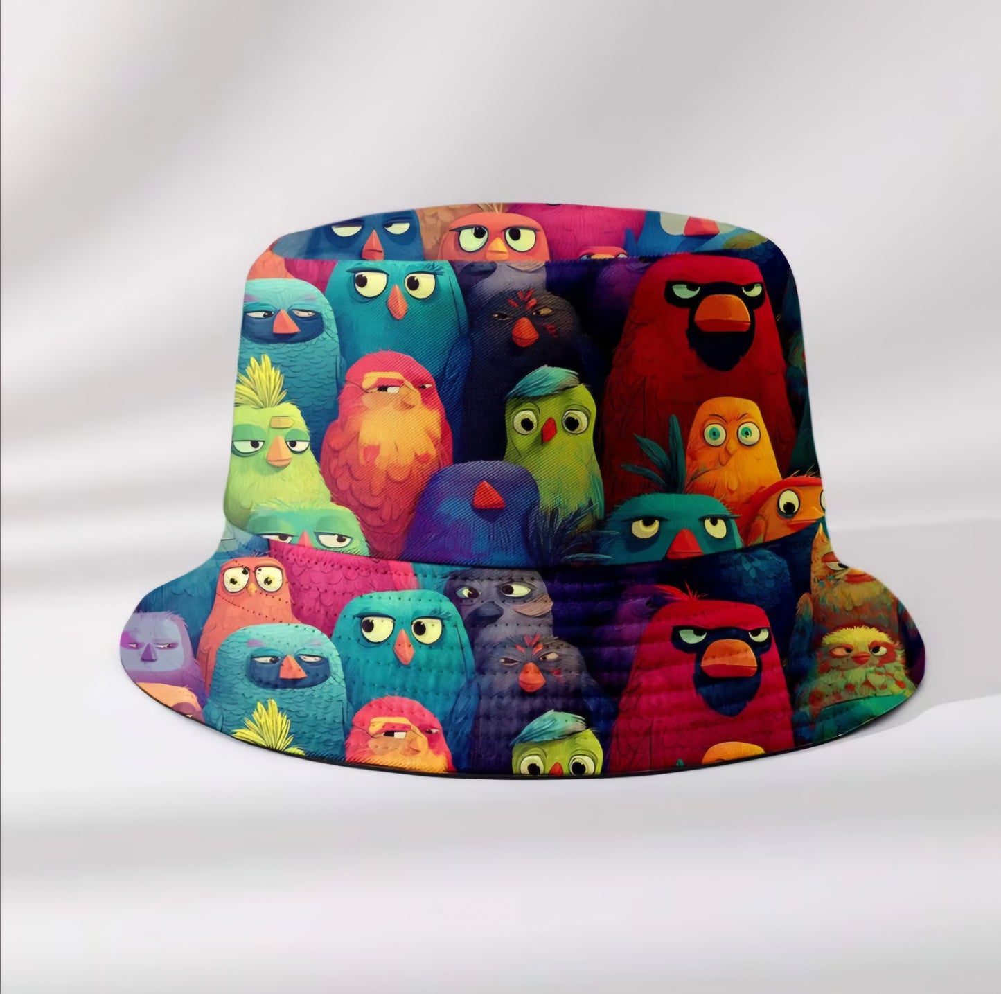 FLUFFY ANGRY BIRD BUCKET HAT B+F 8