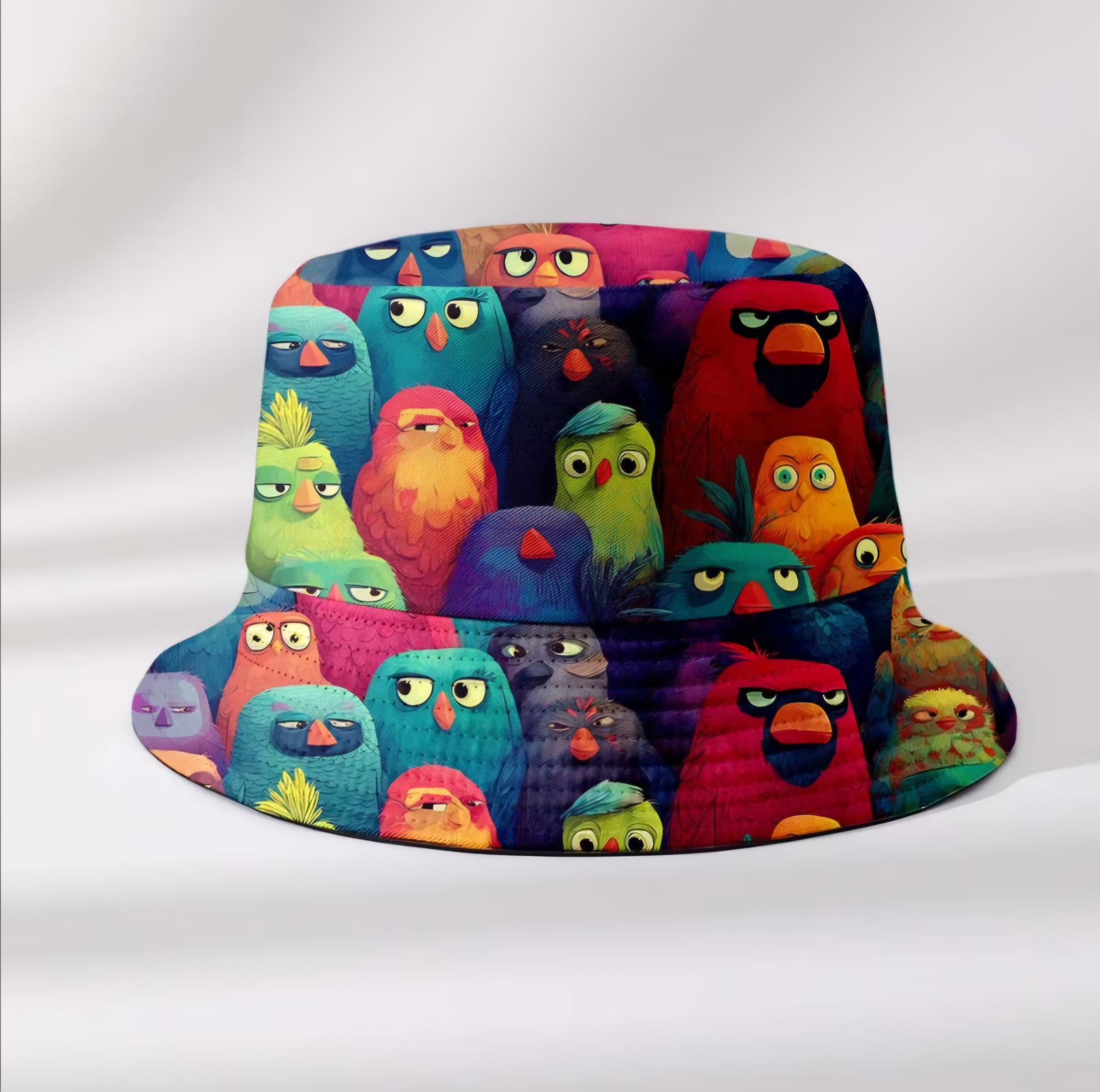 FLUFFY ANGRY BIRD BUCKET HAT B+F 8