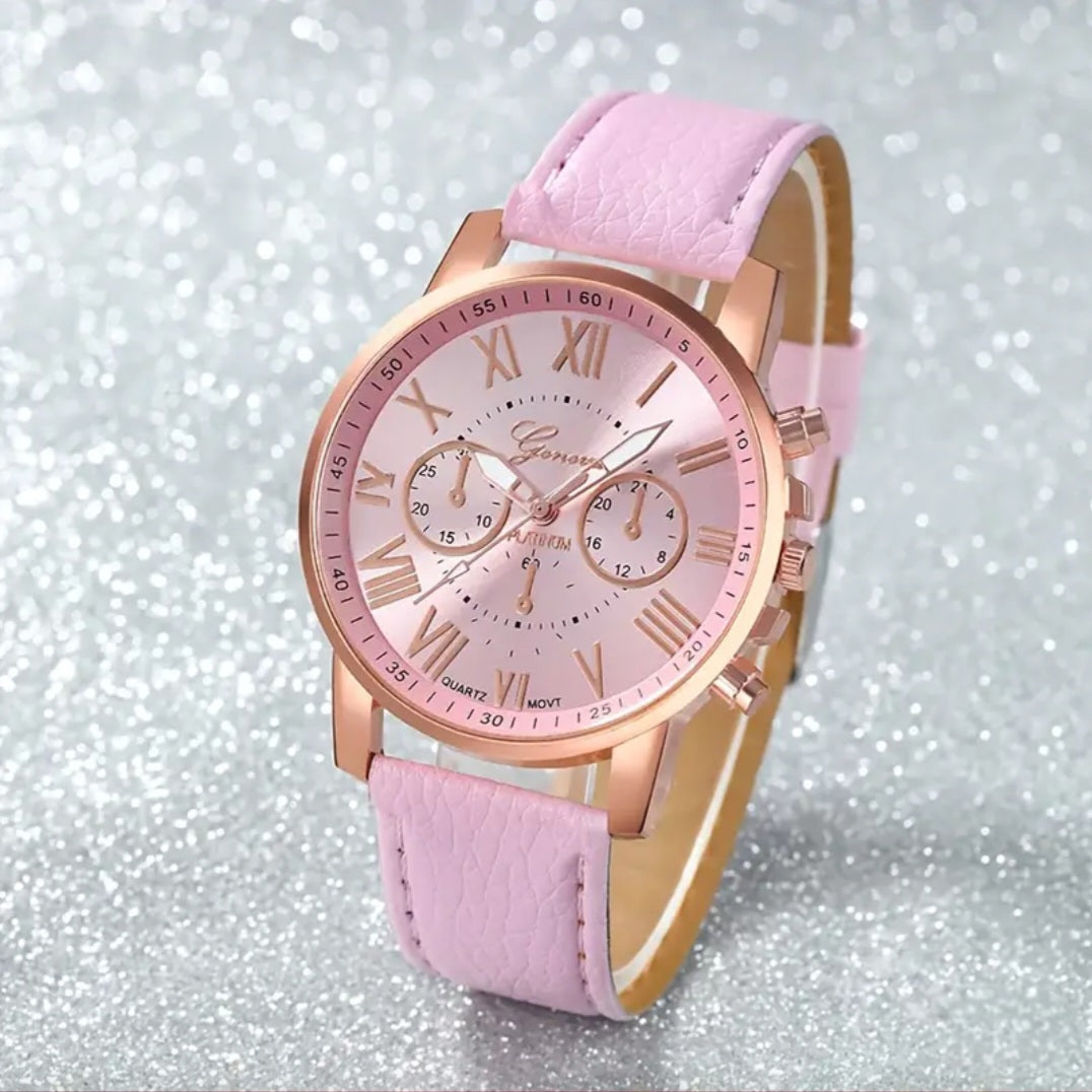 PINK & ROSE GOLD WATCH BLING8UK
