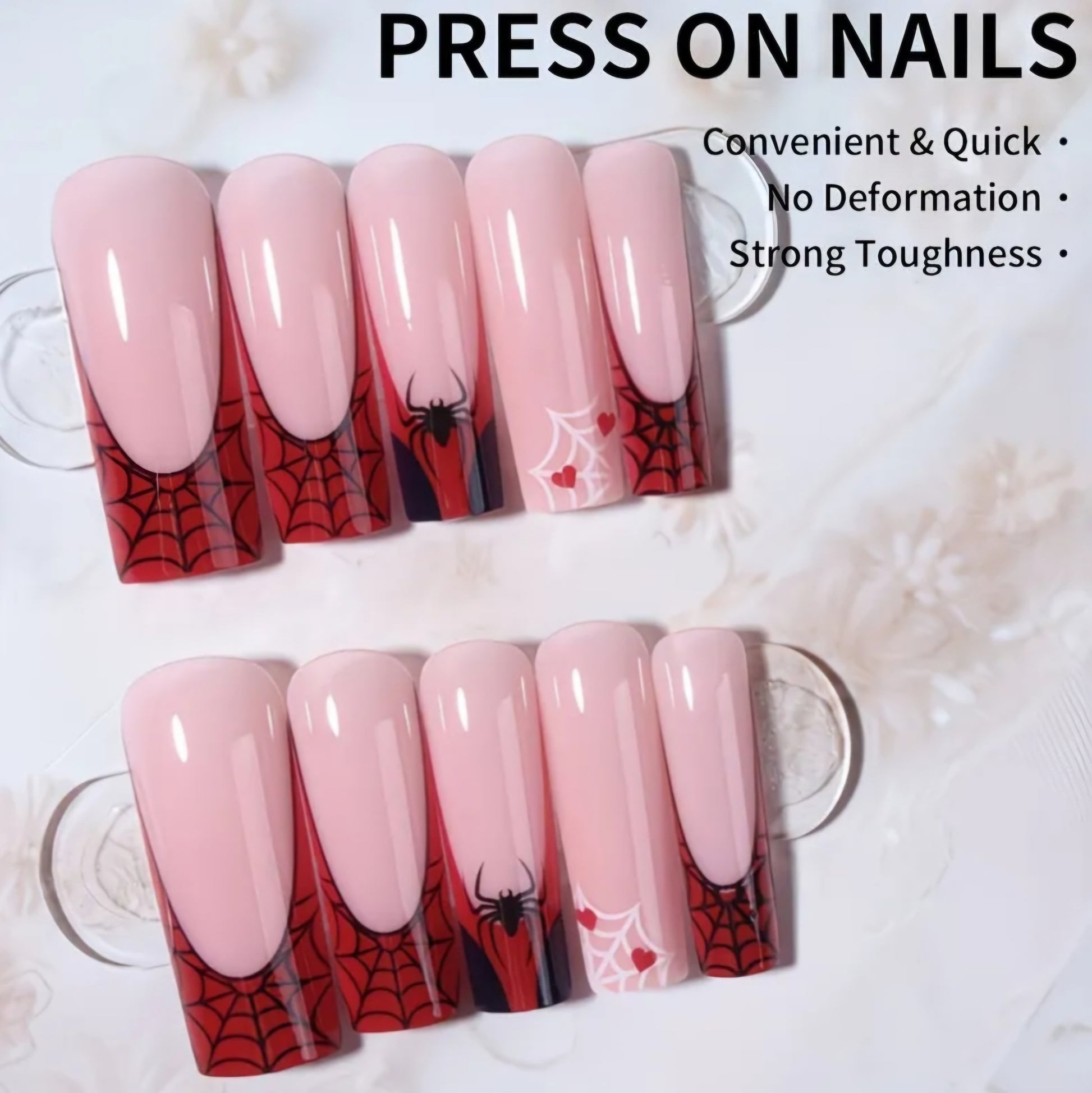 RED FRENCH SPIDER WEB NAILS B+F 8