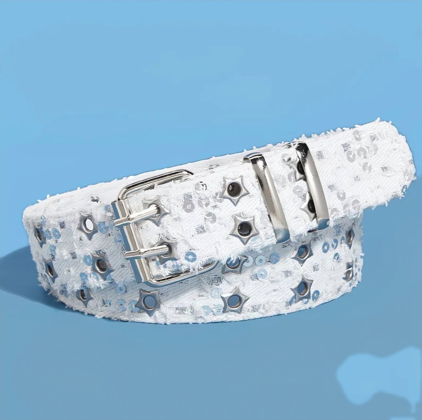 WHITE PUNK HOLLOWED PIN BUCKLE B+F 8