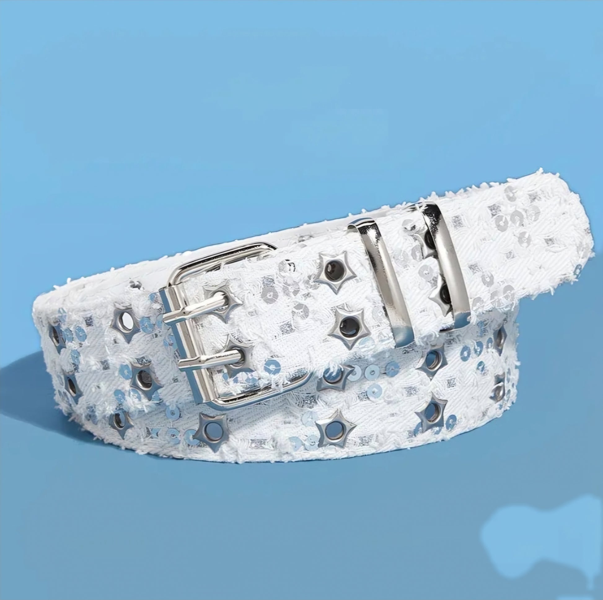WHITE PUNK HOLLOWED PIN BUCKLE B+F 8