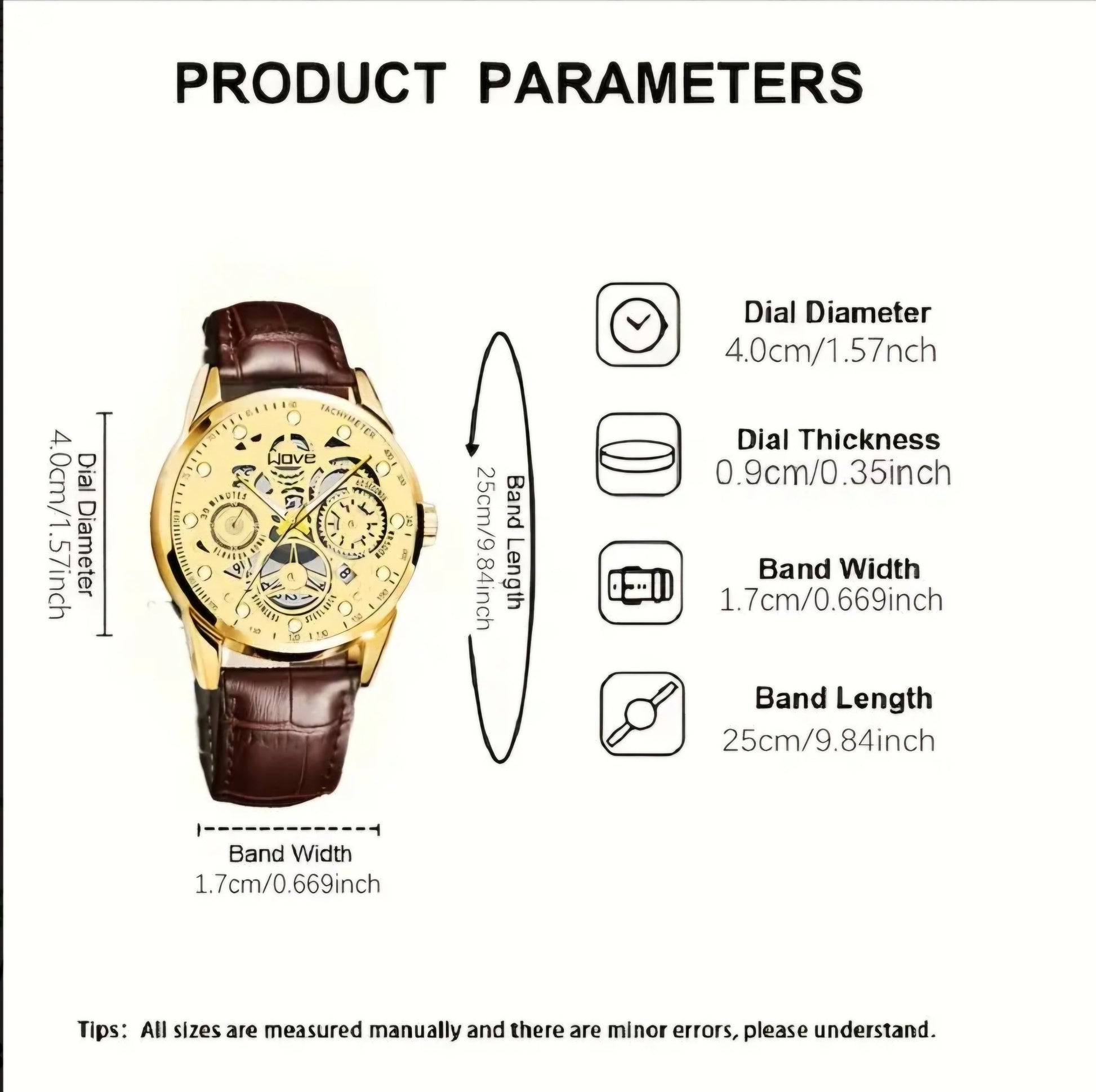 SKELTON GOLDEN TONE WAVE WATCH BLING8UK