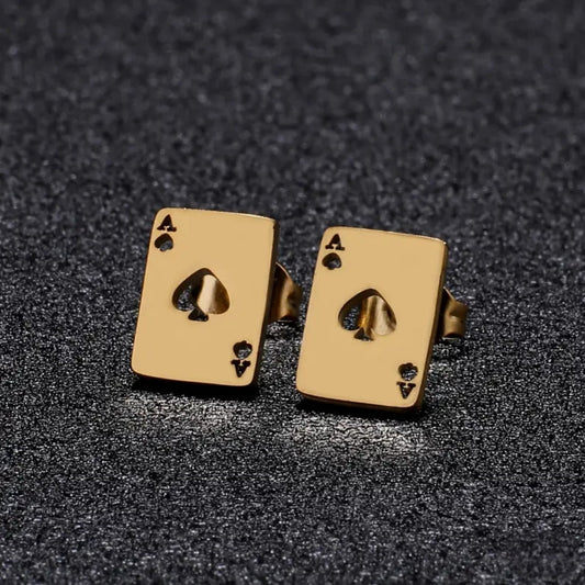 ACE GOLD STUD EARRINGS BLING8UK