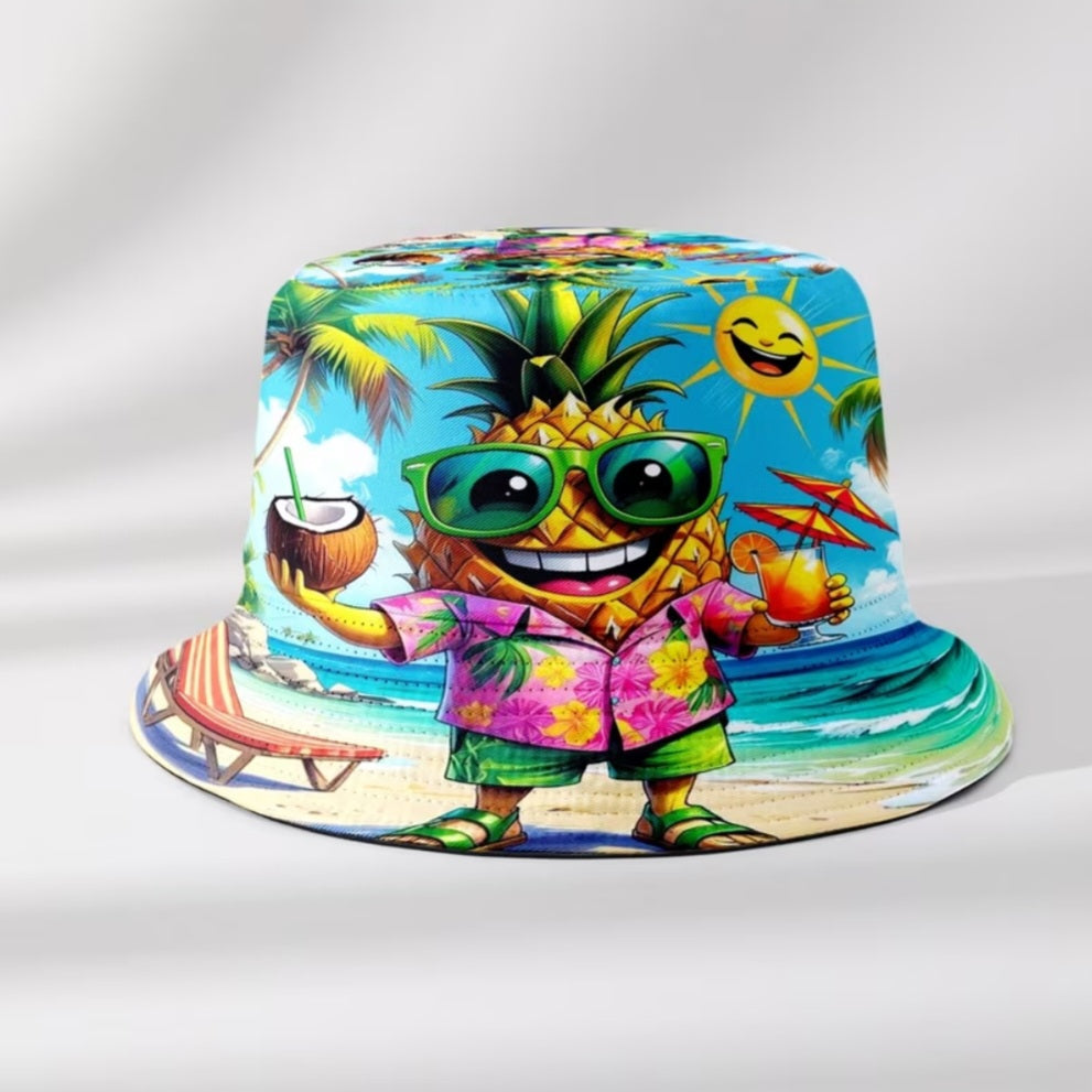 HAPPY HOLIDAY PINNAPLE BUKET HAT B+F 8